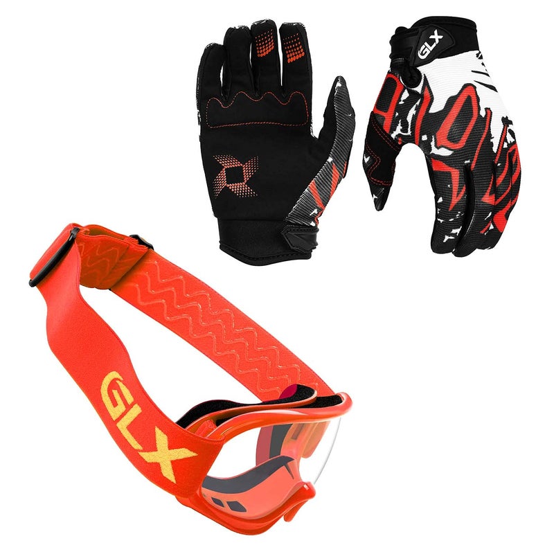 GLX GX623 Youth ATV/Dirt Bike Helmet Combo - Retro Red, Large - DOT - Image 5